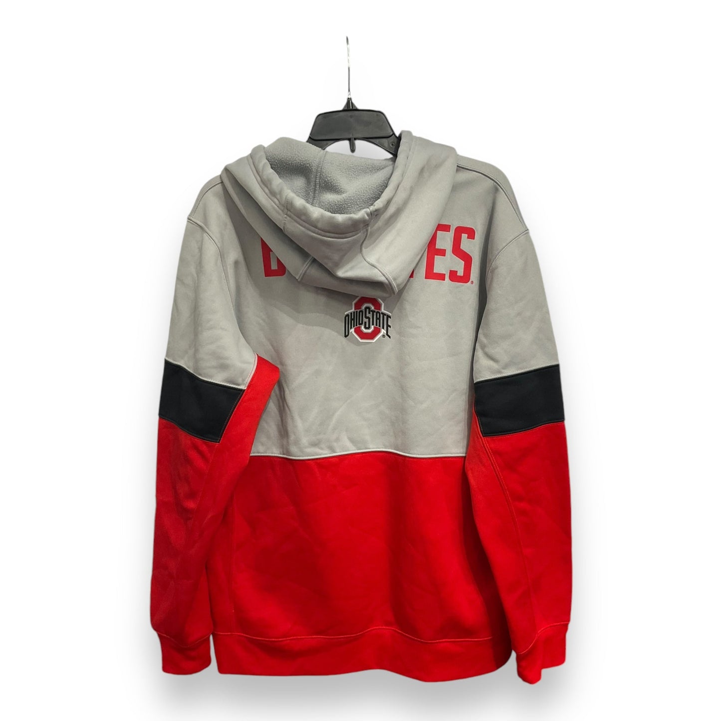 Athletic Sweatshirt Hoodie By Nike Apparel In Grey & Red, Size: L