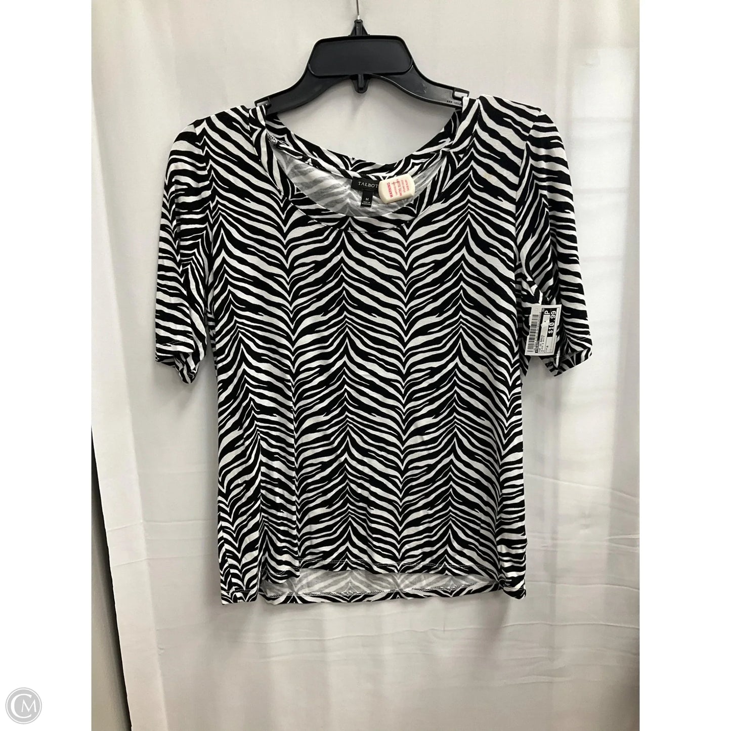 Top Short Sleeve Basic By Talbots In Black & White, Size: M