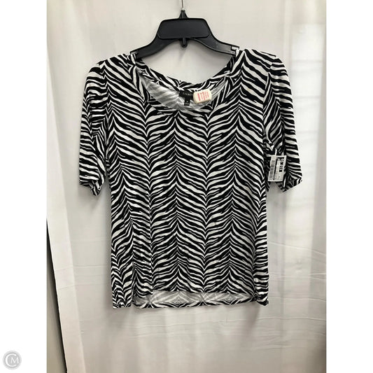 Top Short Sleeve Basic By Talbots In Black & White, Size: M