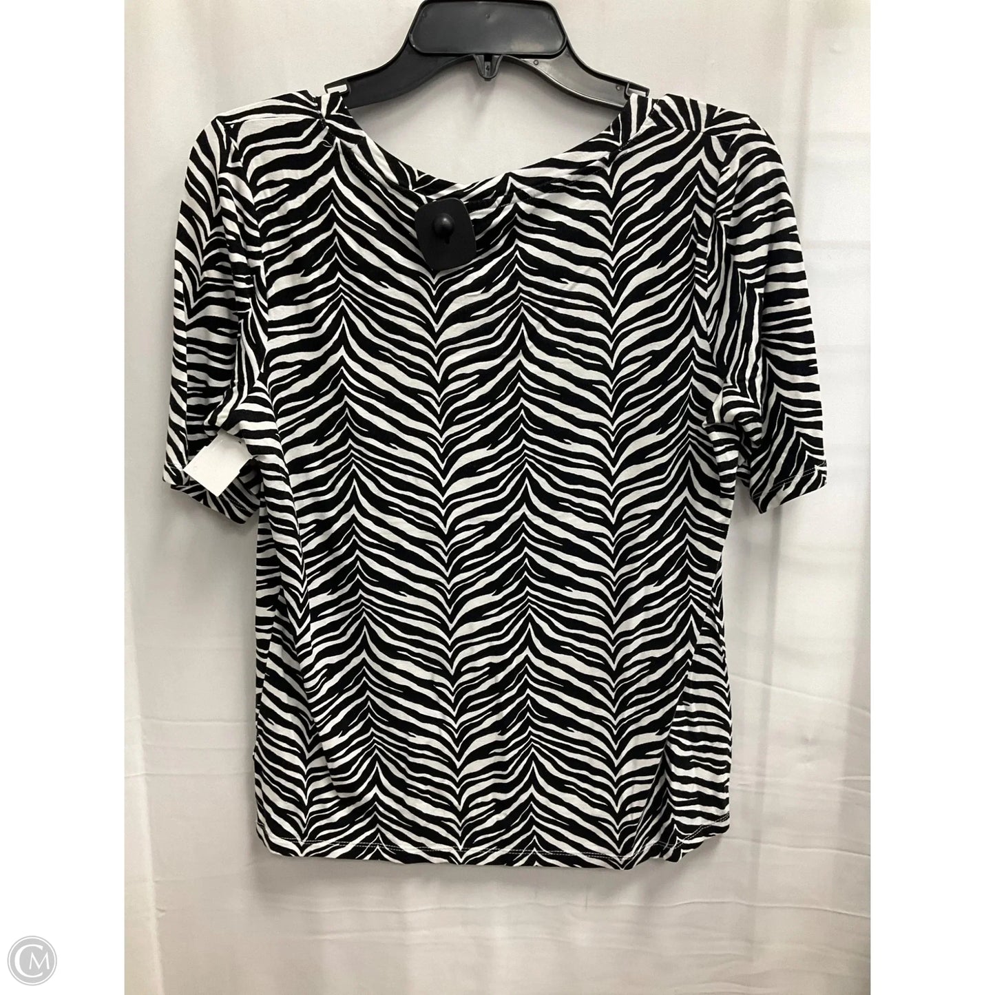Top Short Sleeve Basic By Talbots In Black & White, Size: M