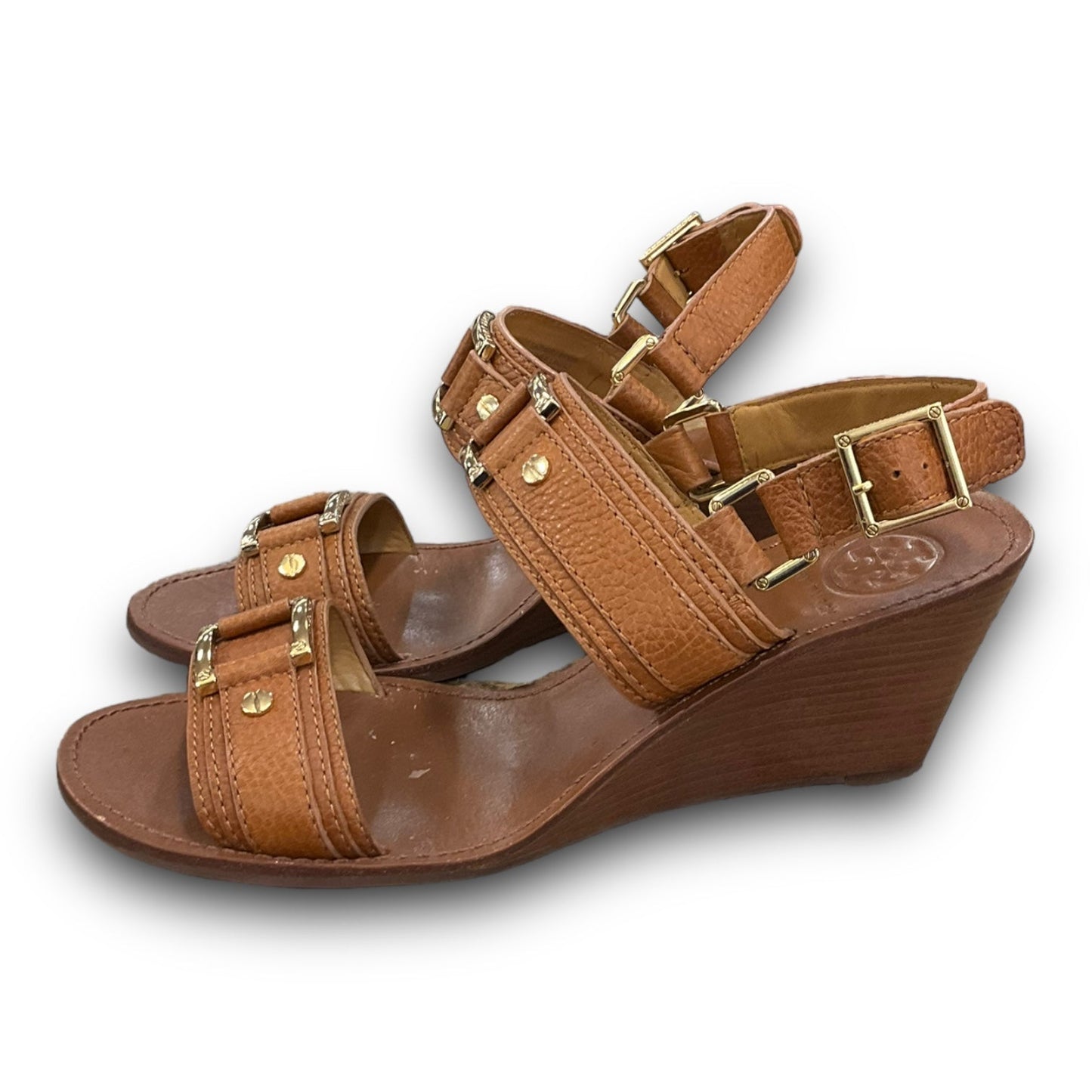 Brown Sandals Designer Tory Burch, Size 9