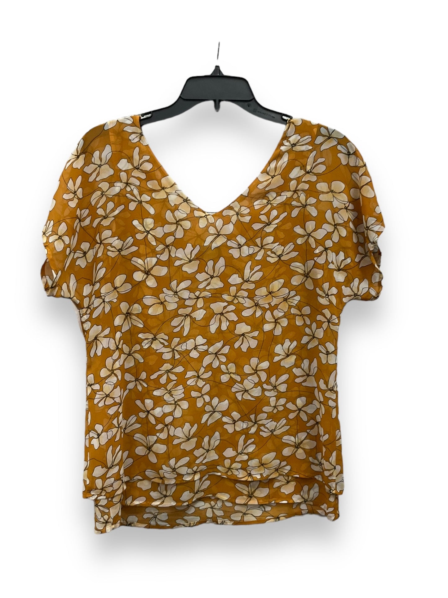 Blouse Short Sleeve By Cabi In Yellow, Size: Xs