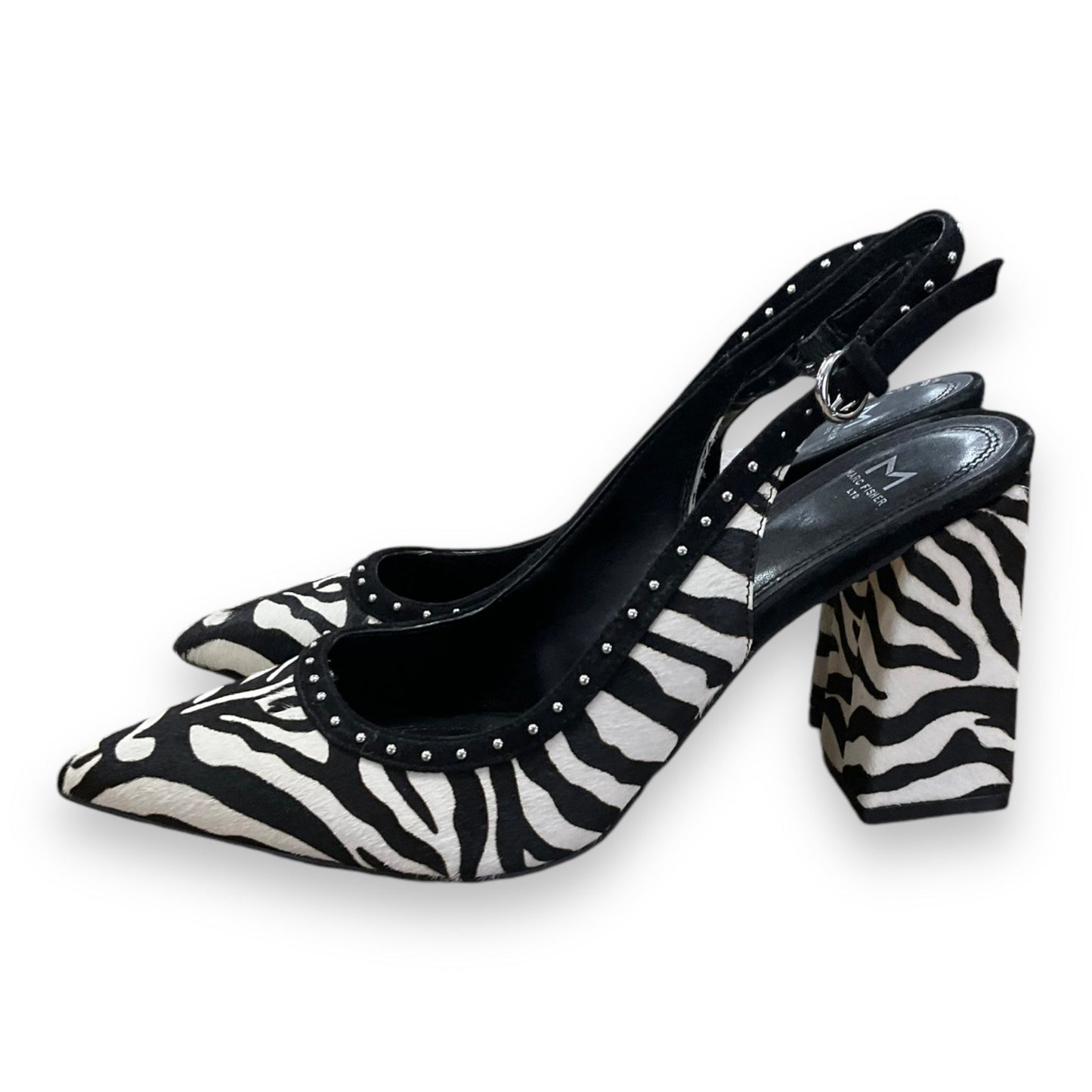 Shoes Heels Block By Marc Fisher In Zebra Print, Size: 7.5