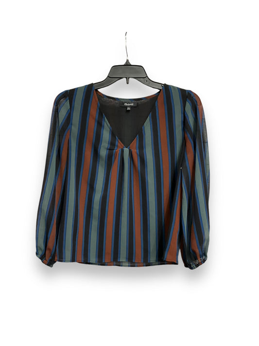 Blouse Long Sleeve By Madewell In Striped Pattern, Size: Xxs