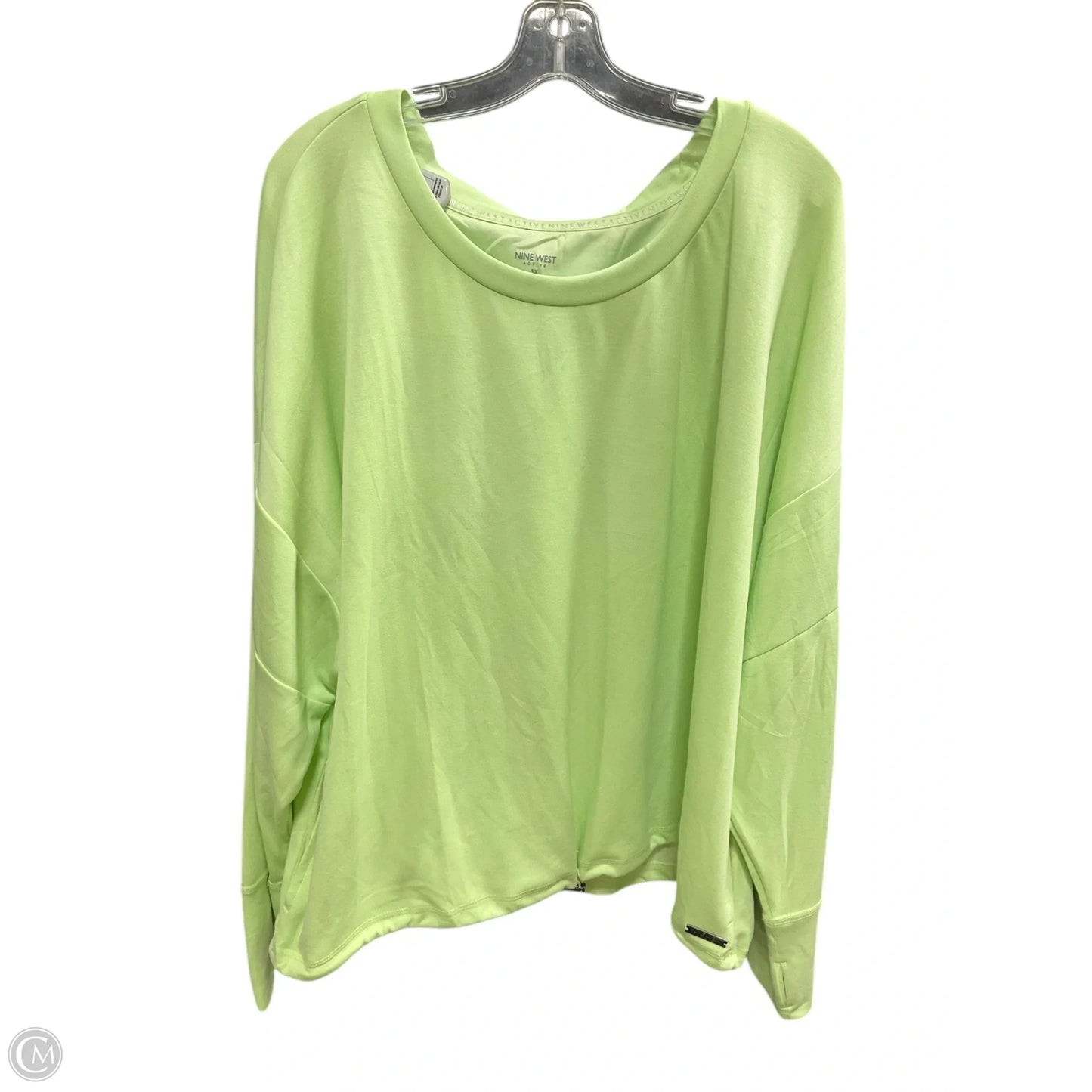 Athletic Top Long Sleeve Collar By Nine West In Green, Size: 3x
