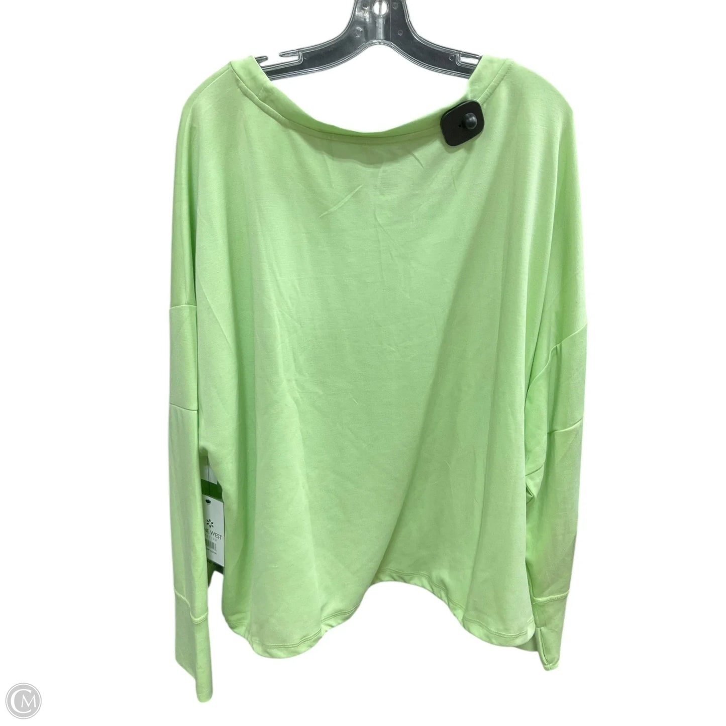 Athletic Top Long Sleeve Collar By Nine West In Green, Size: 3x
