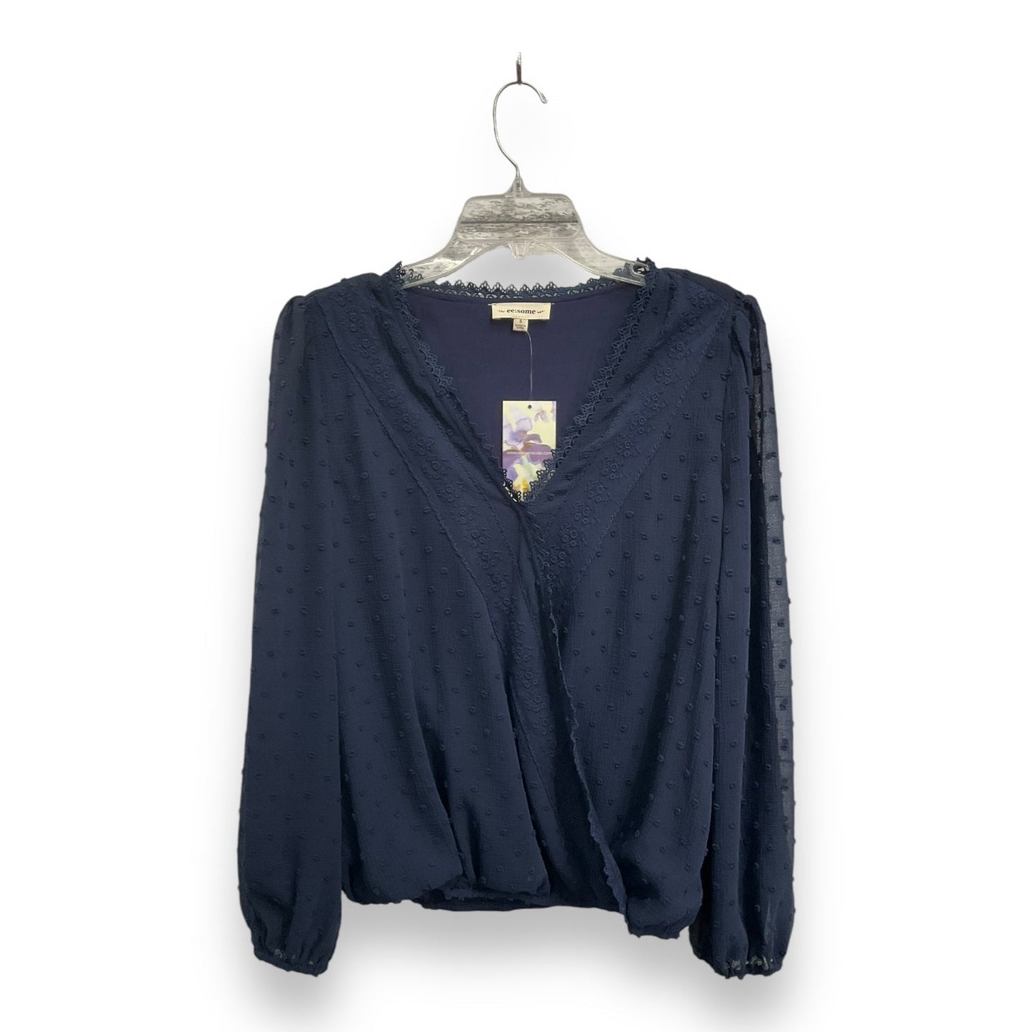 Blouse Long Sleeve By Ee Some In Navy, Size: S