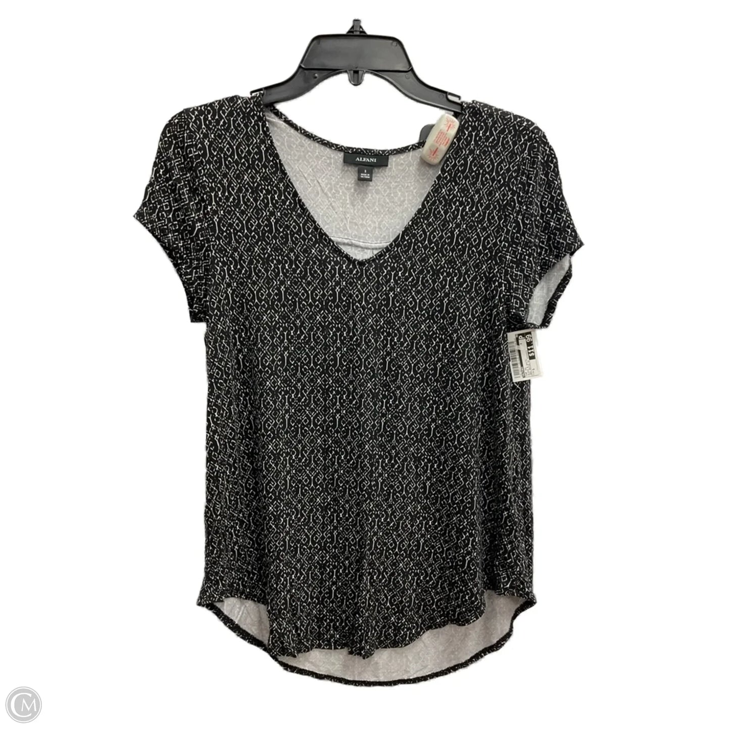 Top Short Sleeve By Alfani In Black & White, Size: S