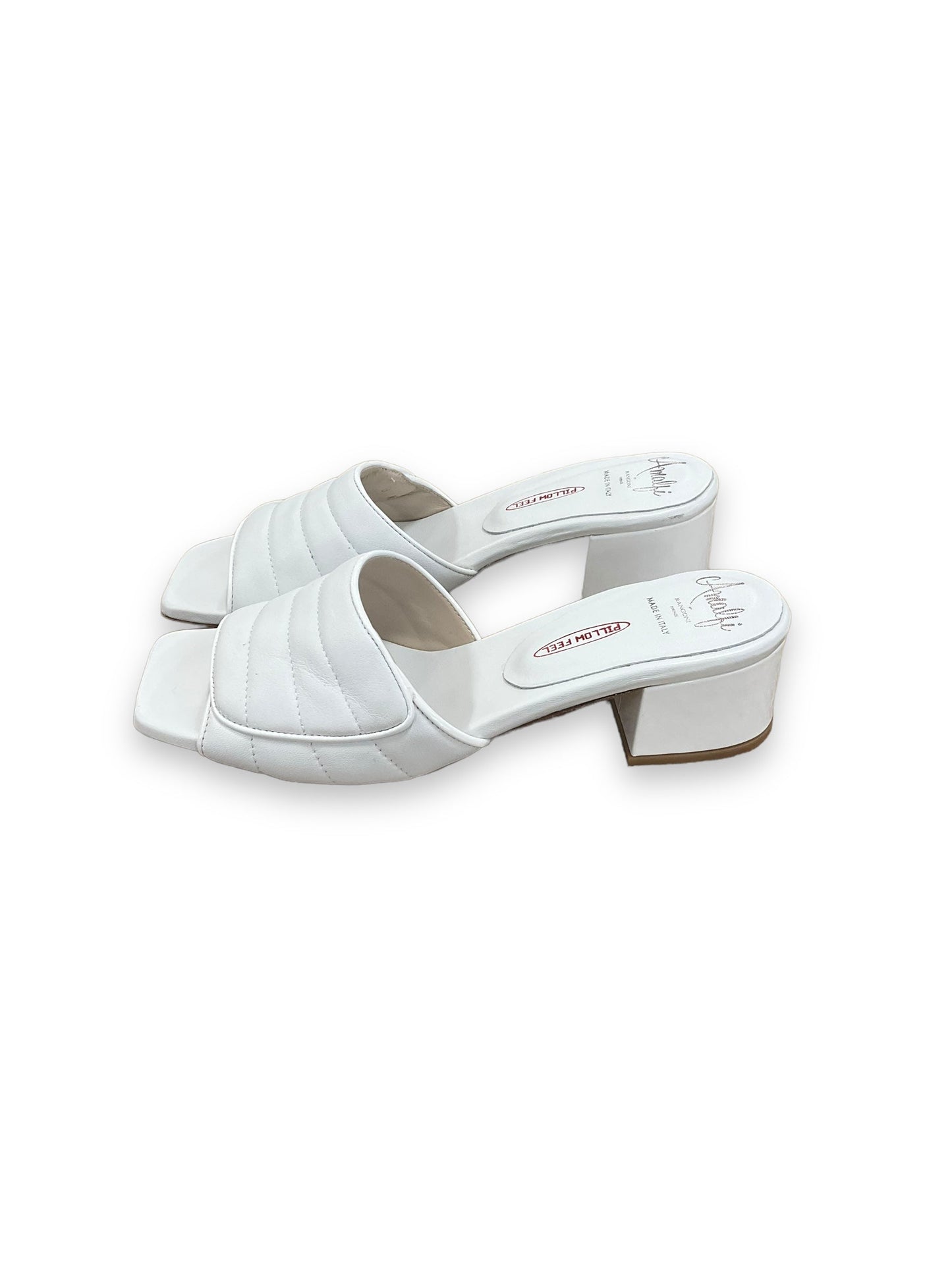 White Shoes Heels Block Amalfi, Size 8