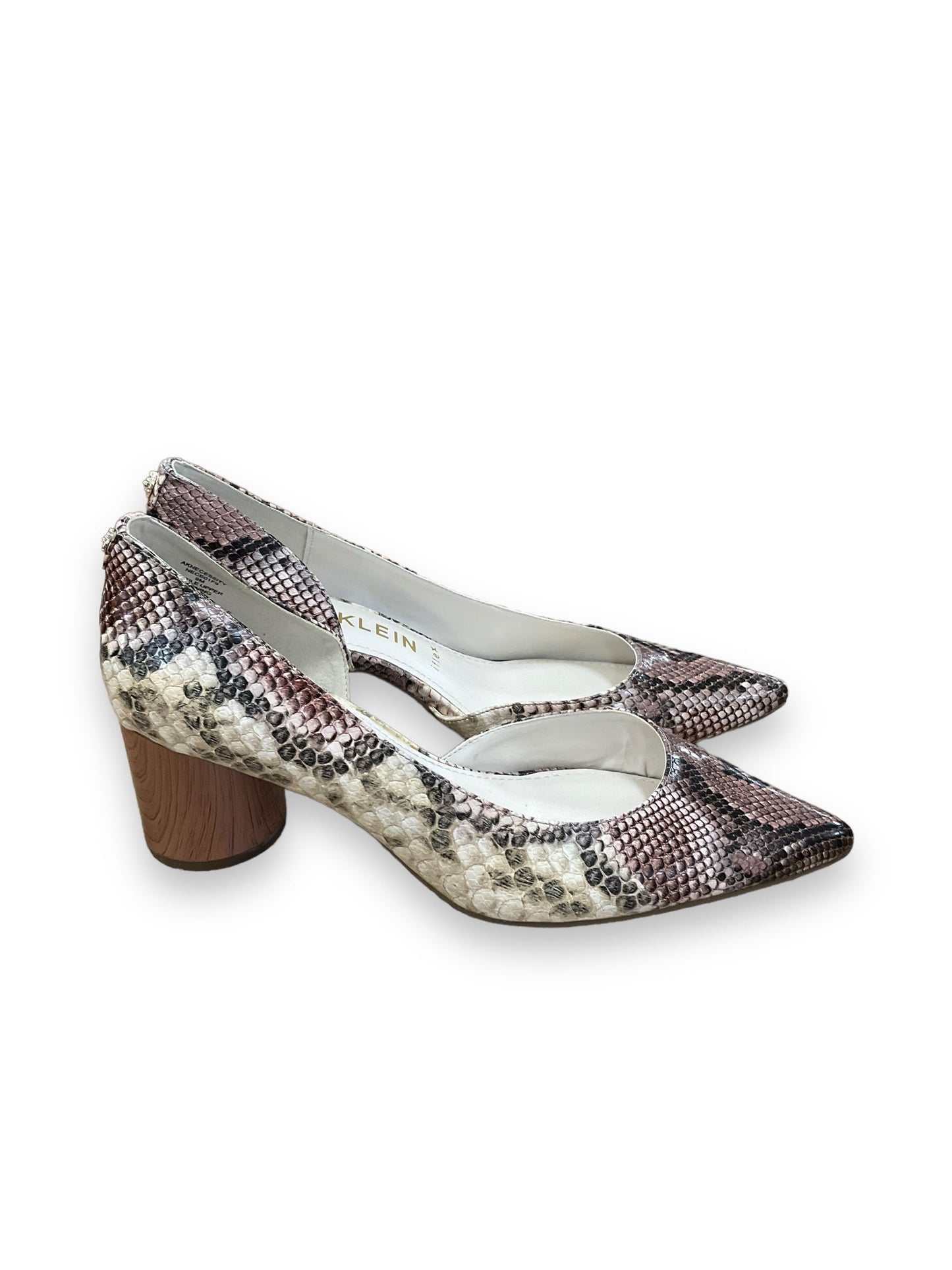 Snakeskin Print Shoes Heels Block Anne Klein, Size 9