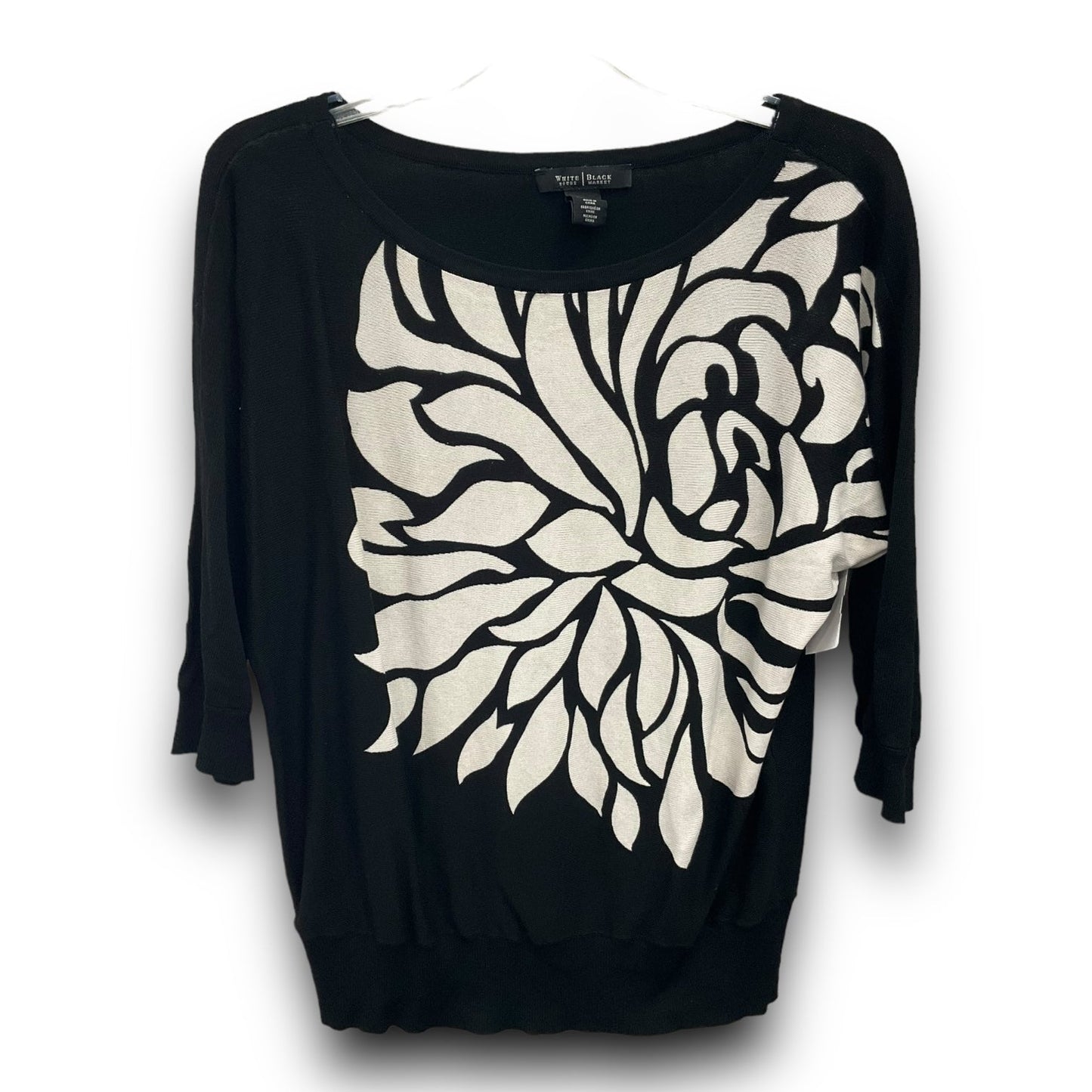 Top 3/4 Sleeve By White House Black Market In Black, Size: M