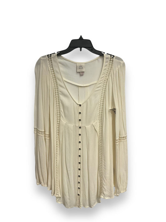 Top Long Sleeve By Knox Rose In Cream, Size: M