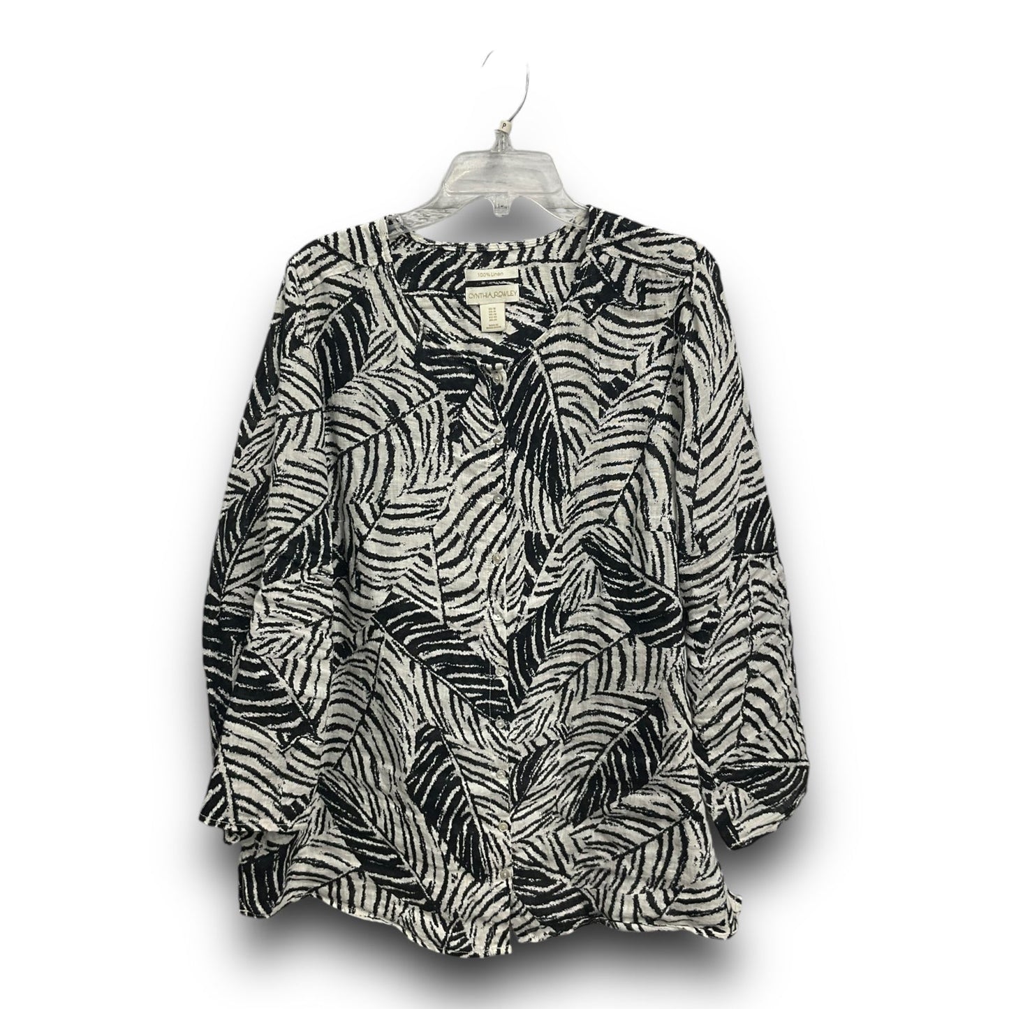 Top Long Sleeve By Cynthia Rowley In Black & White, Size: 1x