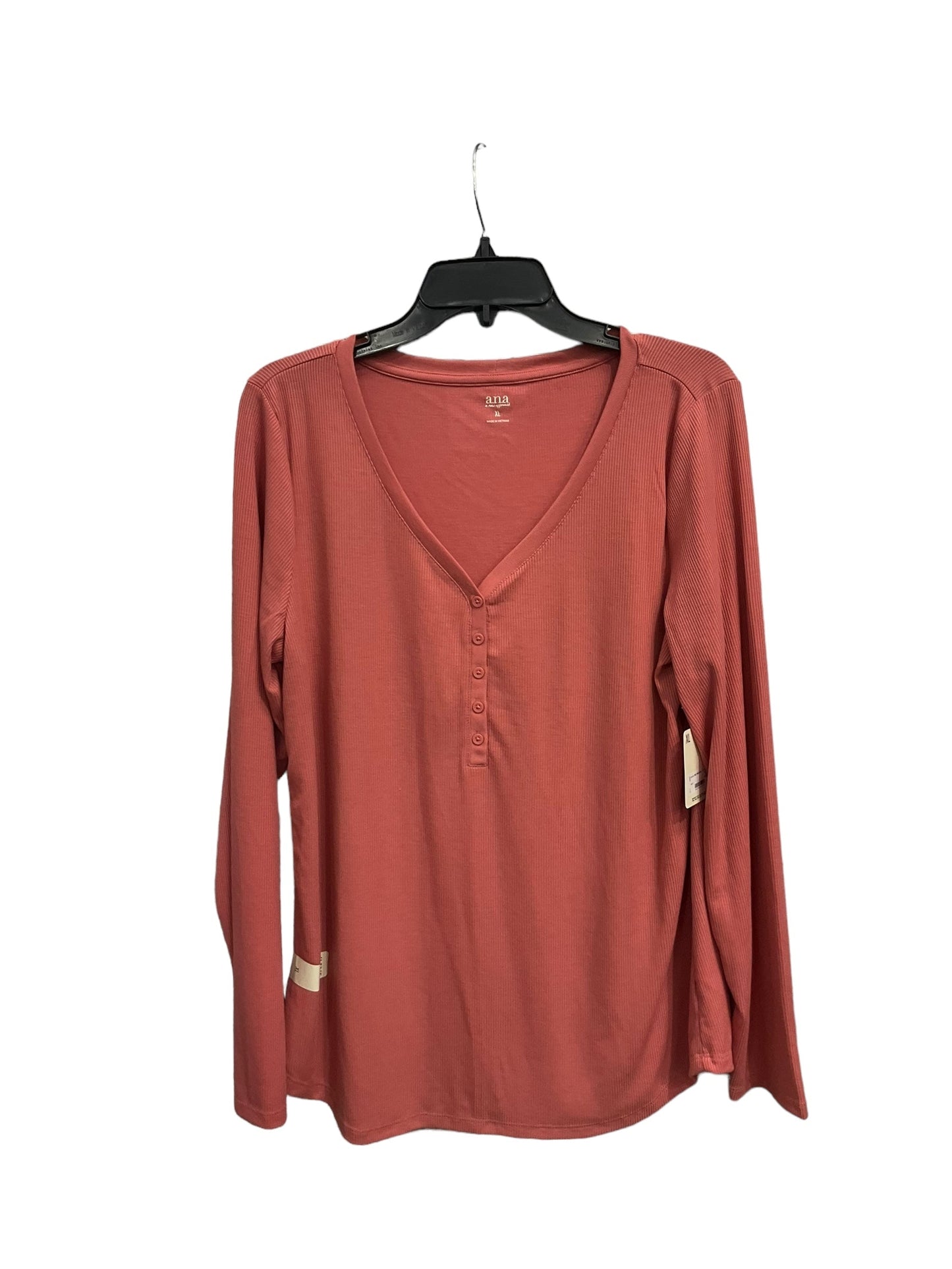 Top Long Sleeve By Ana In Peach, Size: Xl