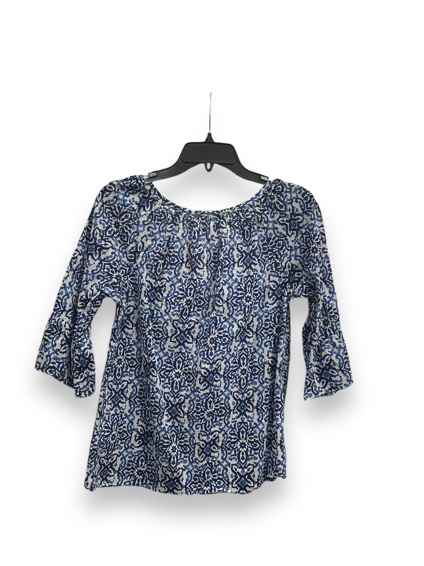 Top 3/4 Sleeve By Milly In Blue & White, Size: Xs