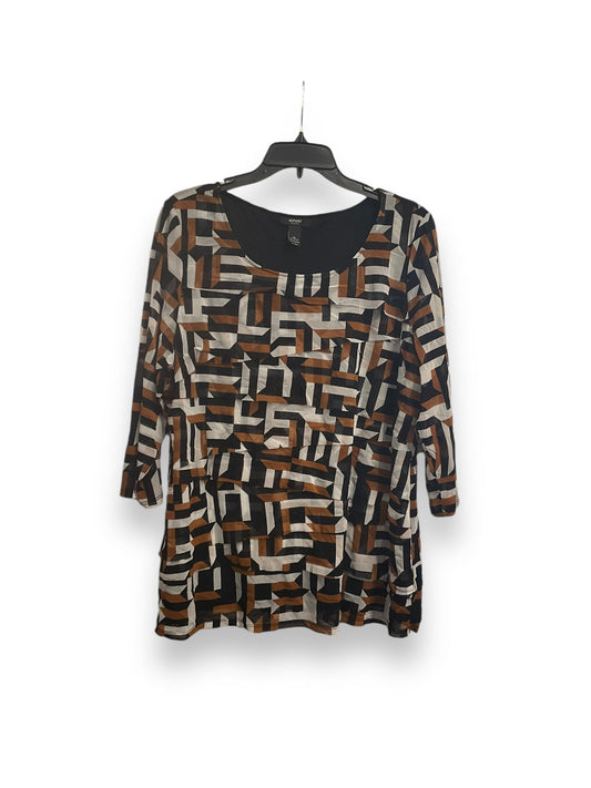 Top Long Sleeve By Alfani In Brown & White, Size: 3x