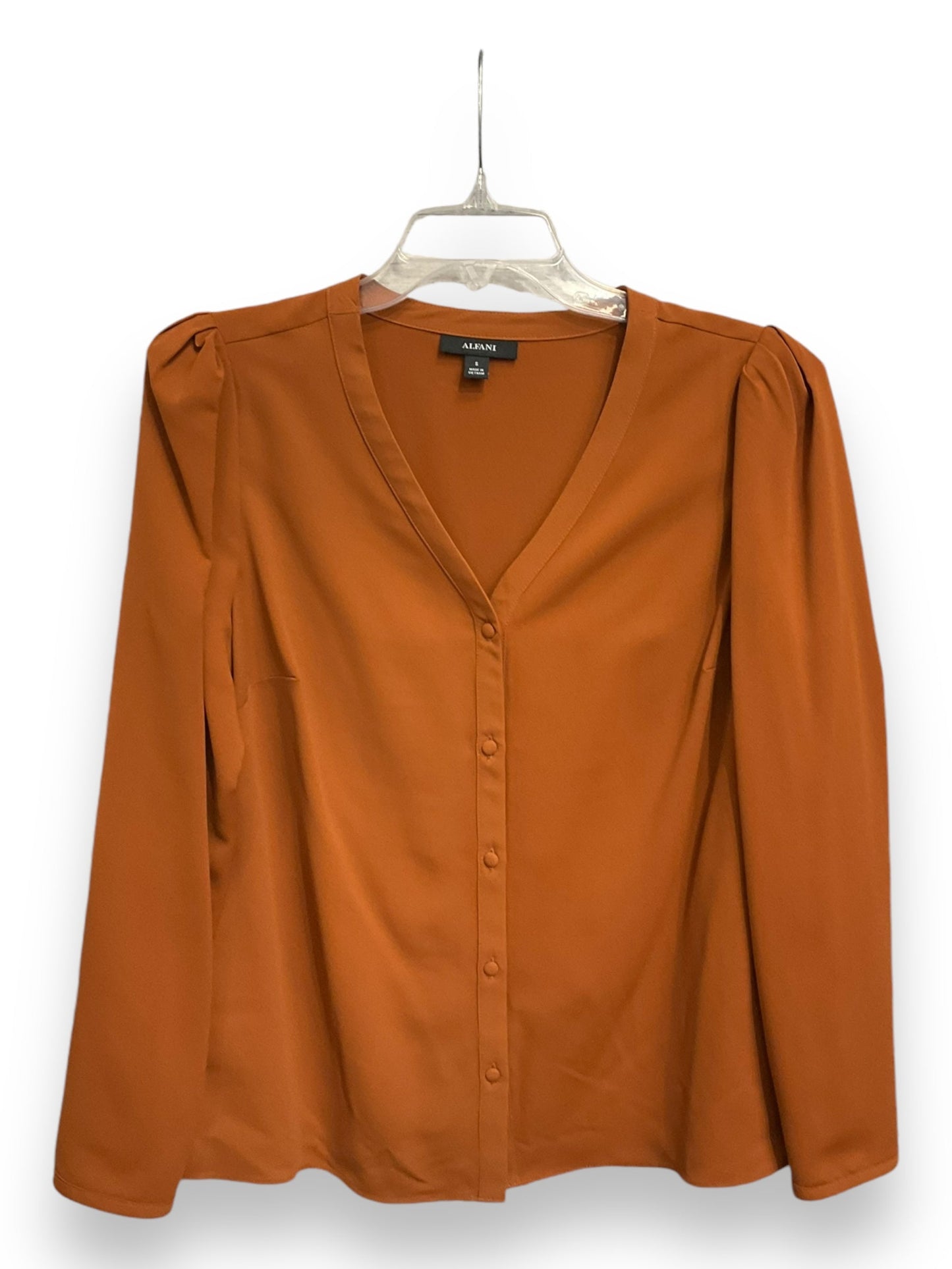 Blouse Long Sleeve By Alfani In Brown, Size: S