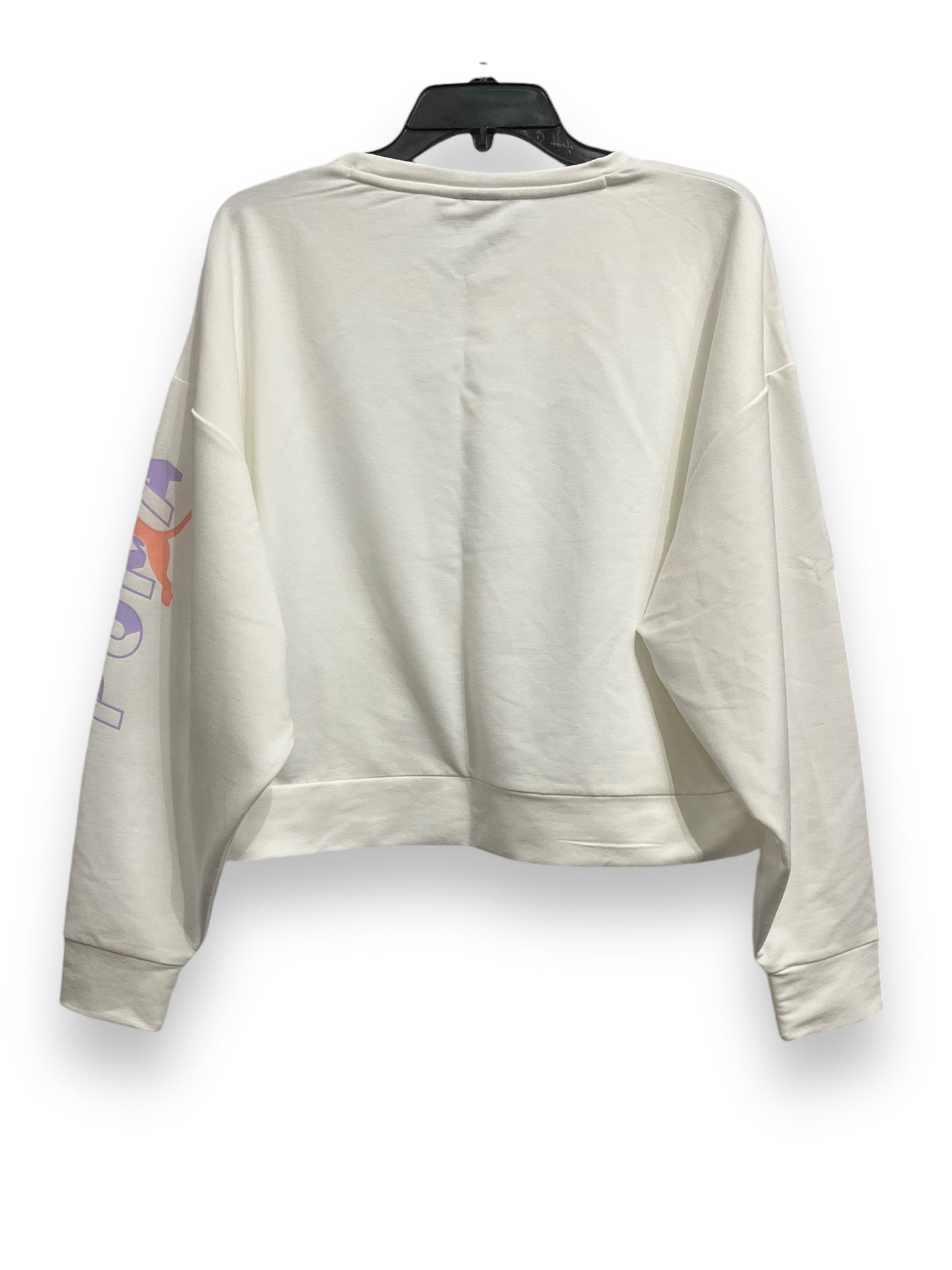 Athletic Top Long Sleeve Crewneck By Puma In White, Size: L