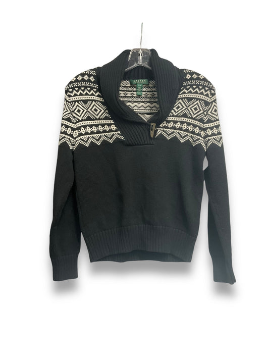 Sweater By Lauren By Ralph Lauren In Black & White, Size: Mp