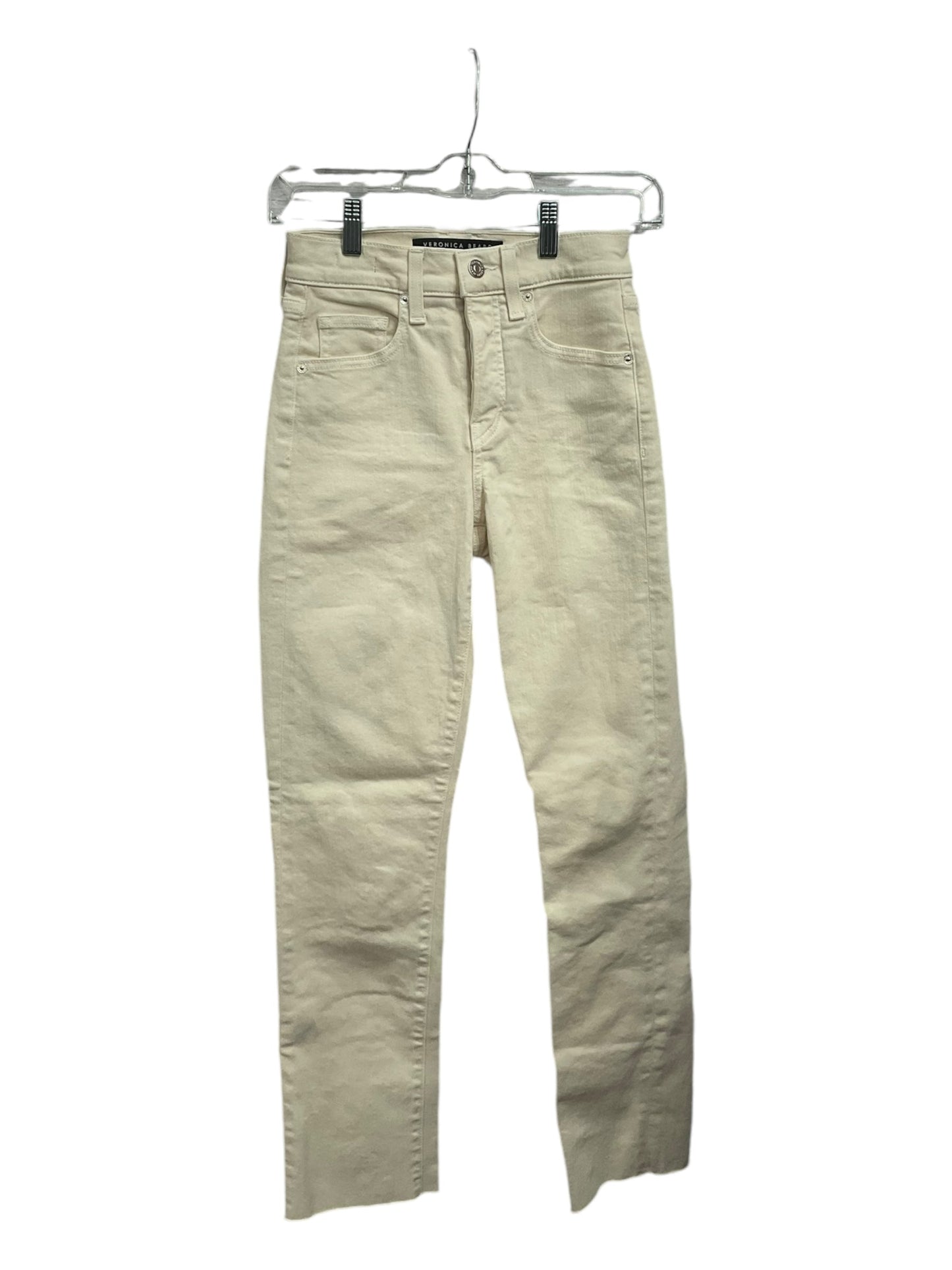 Jeans Straight By Veronica Beard In Cream, Size: Xxs