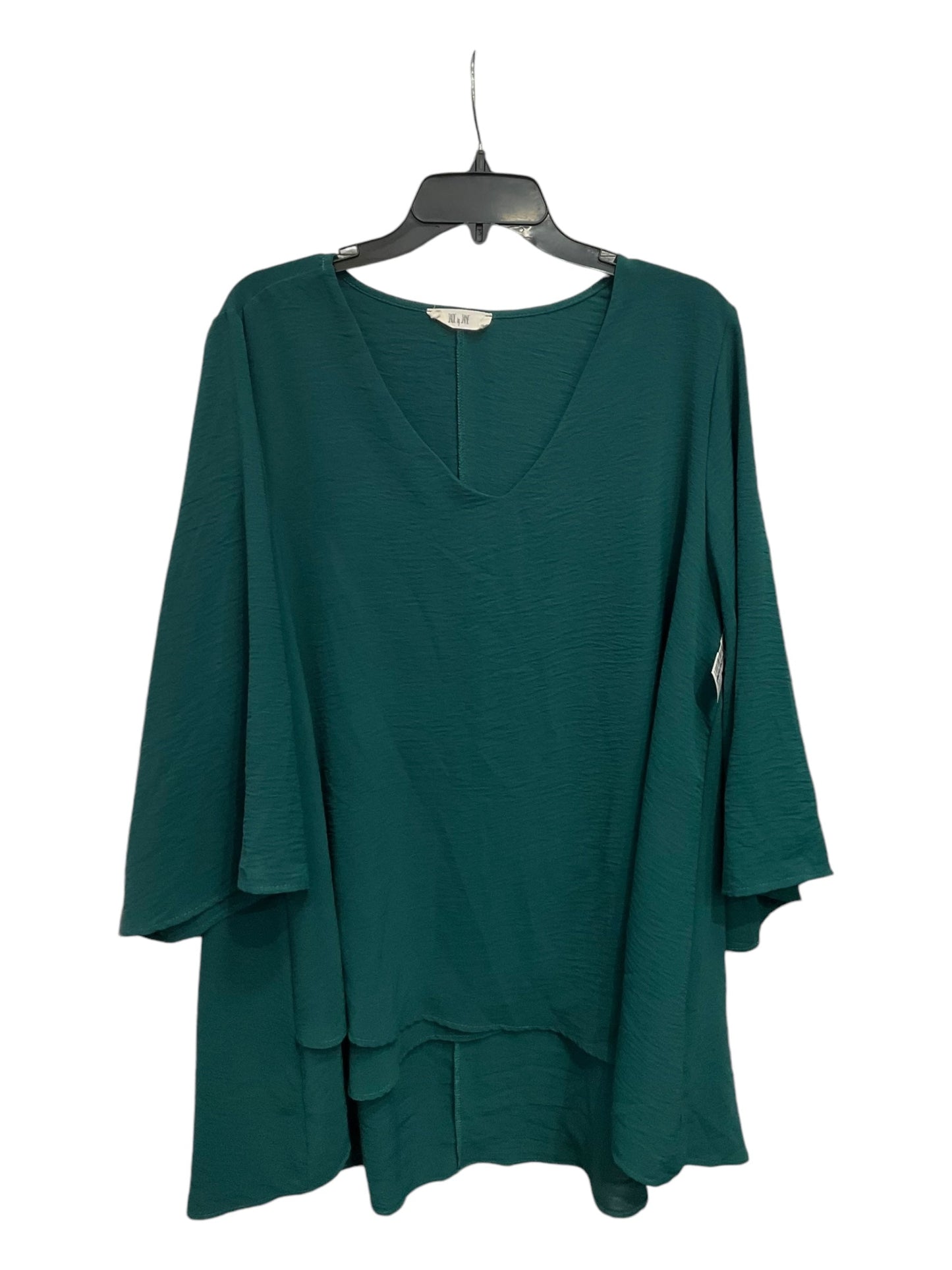 Blouse 3/4 Sleeve By Clothes Mentor In Green, Size: 3x