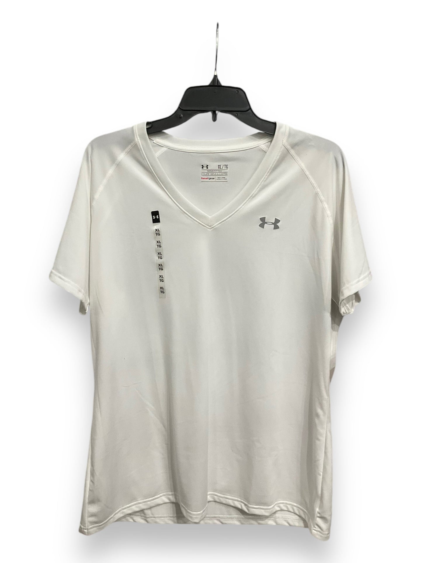 Athletic Top Short Sleeve By Under Armour In White, Size: Xl