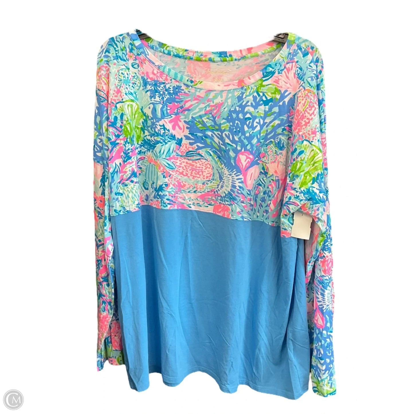 Top Long Sleeve Designer By Lilly Pulitzer In Blue & Pink, Size: Xl