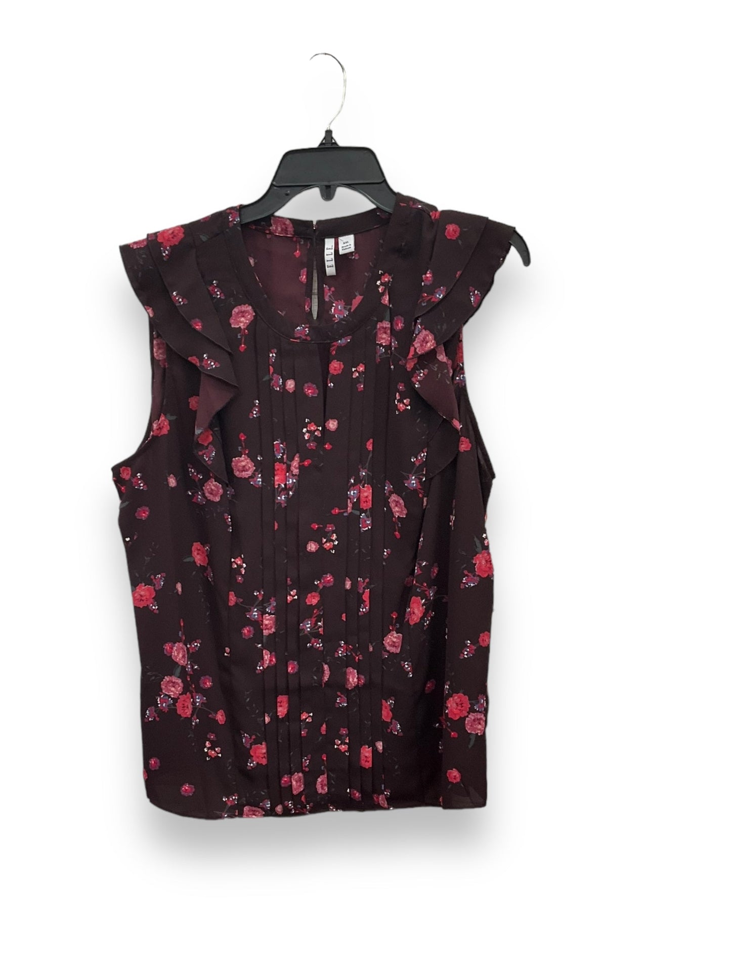 Floral Print Top Sleeveless Elle, Size Xxl