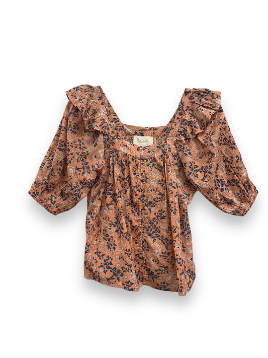 Floral Print Top Short Sleeve Evereve, Size Xs