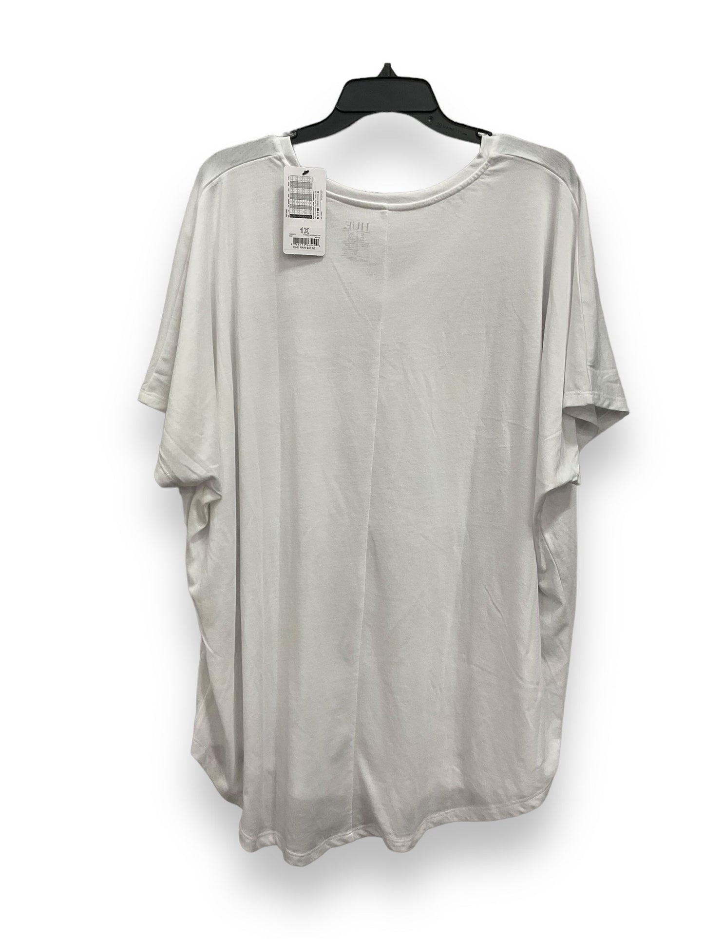 White Top Short Sleeve Basic Hue, Size 1x