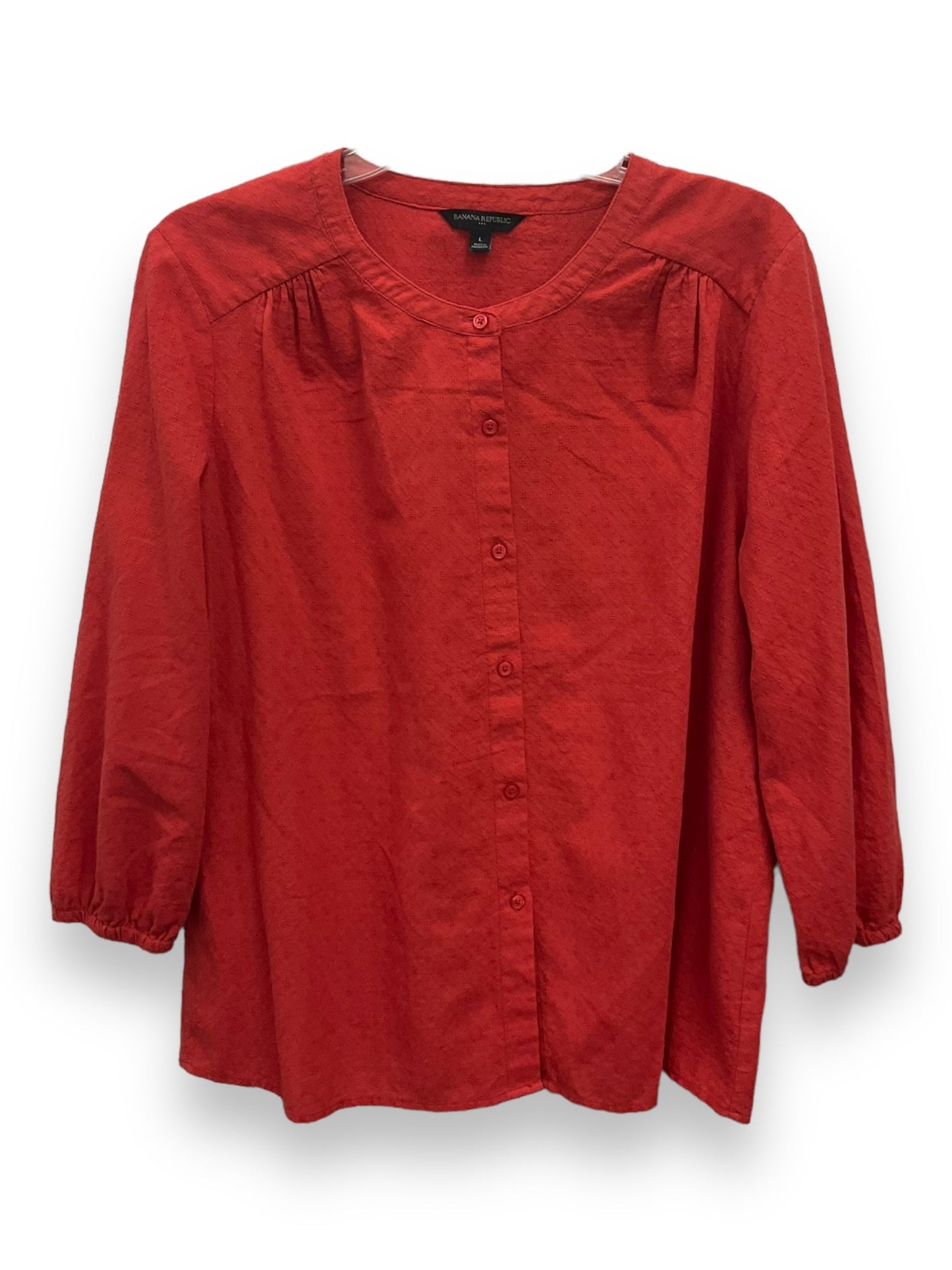 Top 3/4 Sleeve By Banana Republic In Red, Size: L