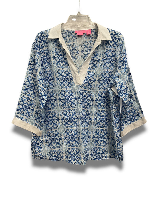 Top 3/4 Sleeve By Isaac Mizrahi In Blue, Size: L