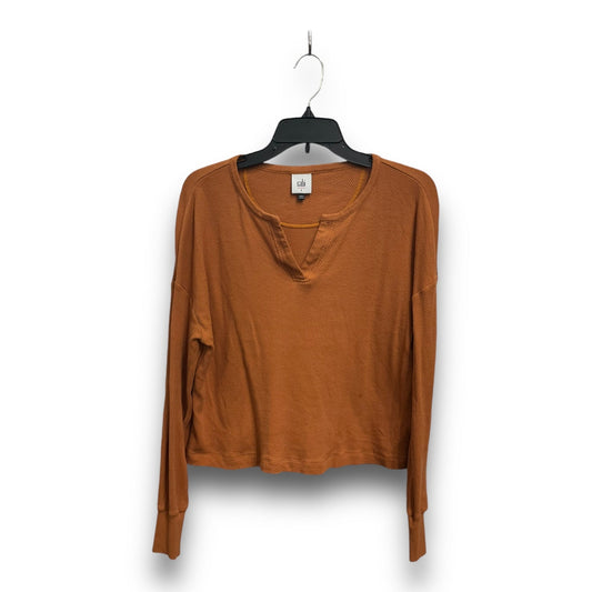 Top Long Sleeve Basic By Cabi In Orange, Size: S