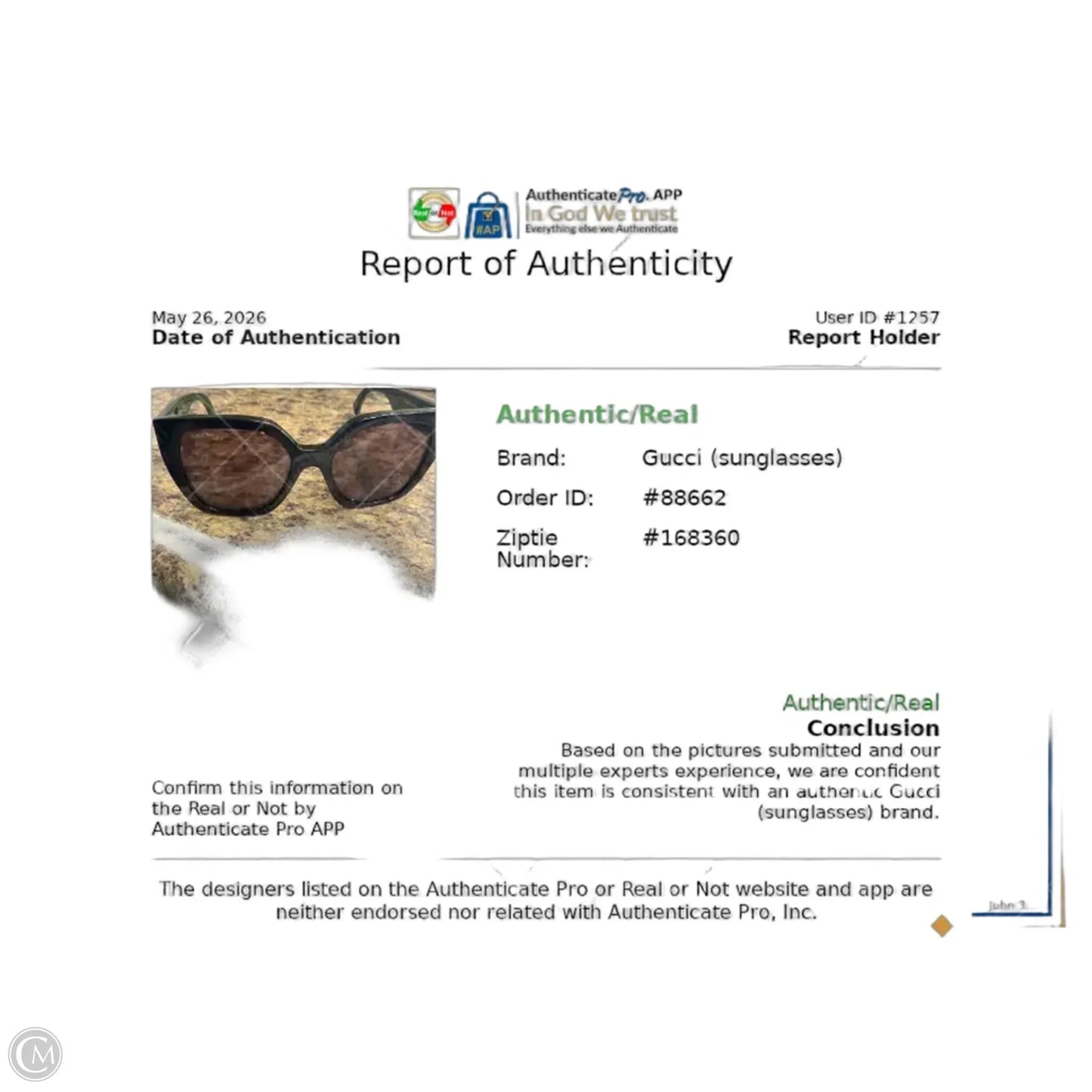 Sunglasses Luxury Designer By Gucci