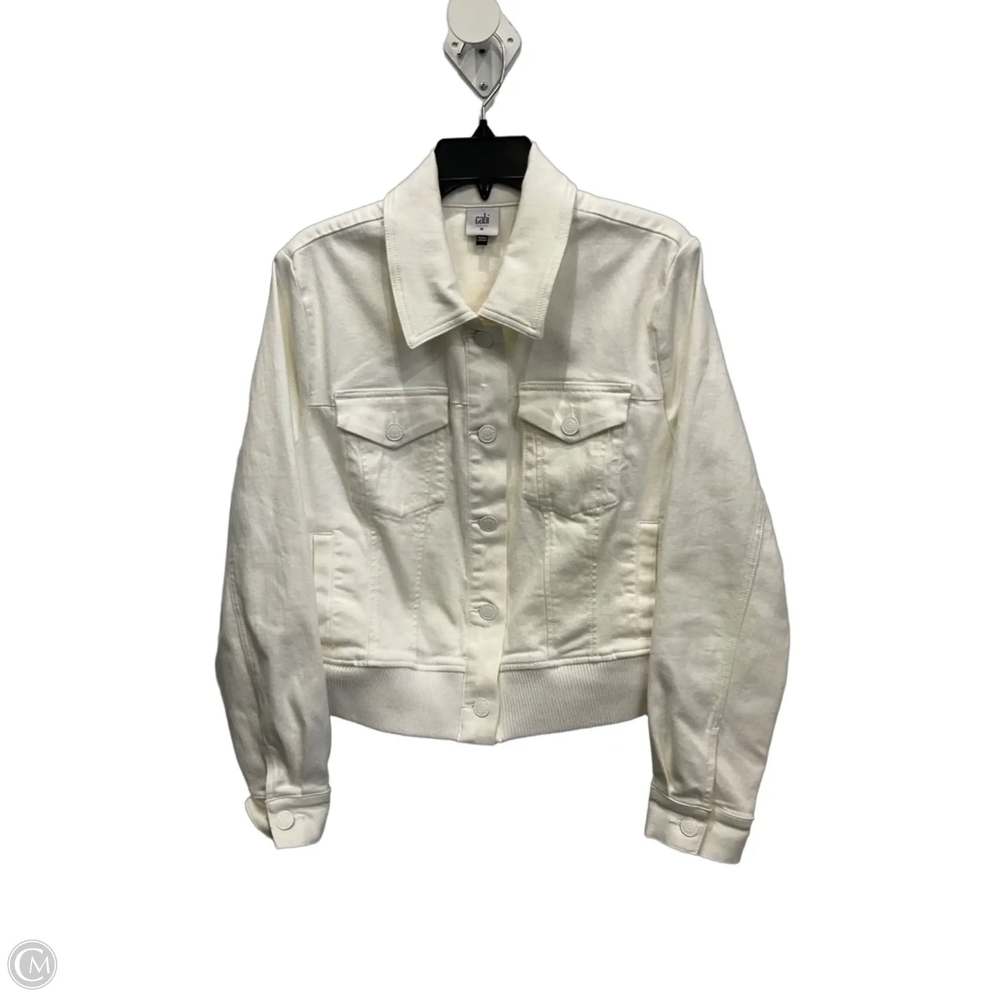 Jacket Denim By Cabi In White Denim, Size: M