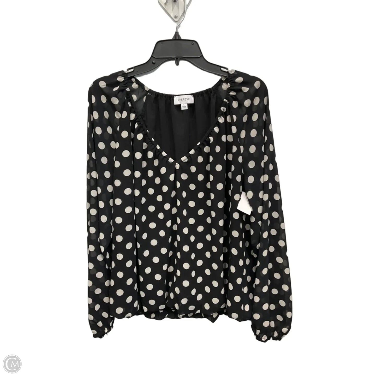Top Long Sleeve By Evereve In Polkadot Pattern, Size: L