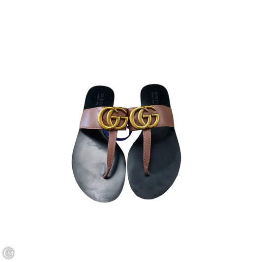 Sandals Luxury Designer By Gucci In Brown, Size: 5