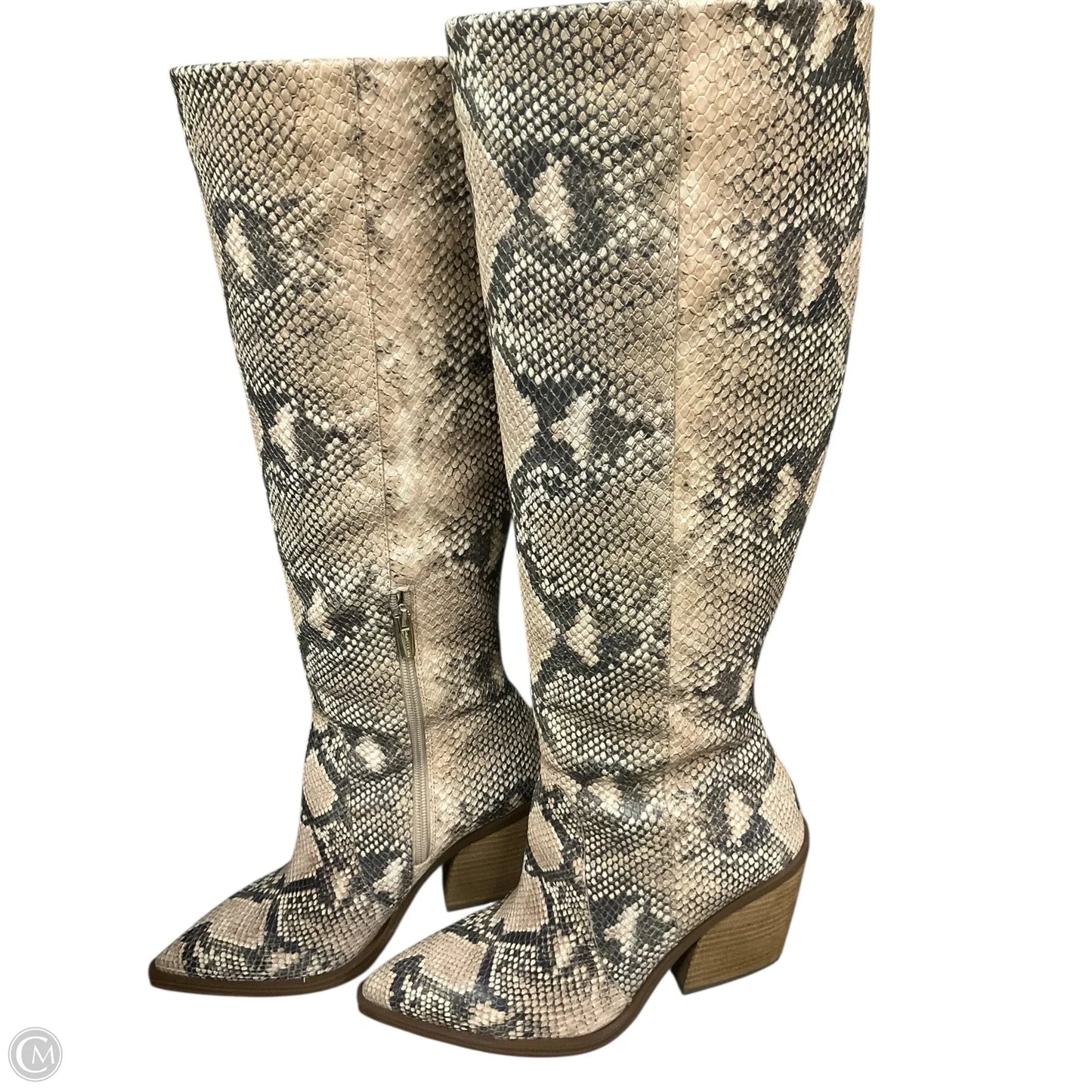 Boots Mid-calf Heels By Vince Camuto In Snakeskin Print, Size: 9