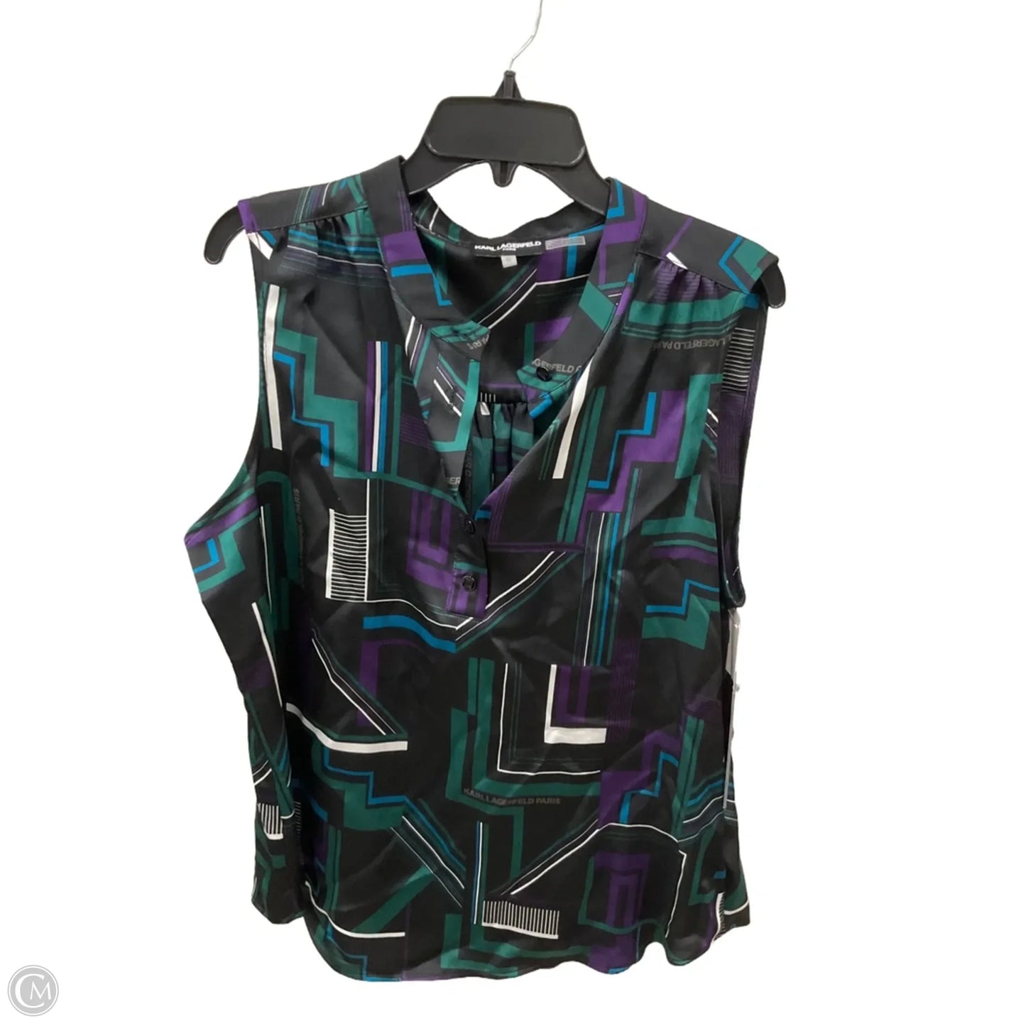 Top Short Sleeve Designer By Karl Lagerfeld In Black, Size: Xl