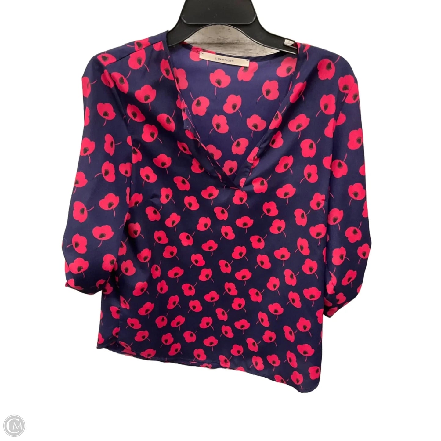 Top 3/4 Sleeve By Hawthorn In Blue, Size: M