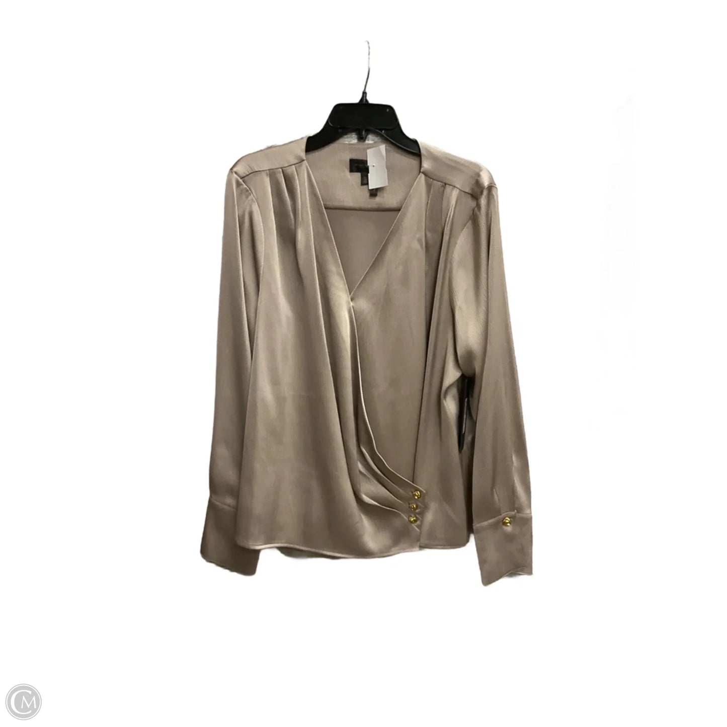 Top Long Sleeve By Donna Karan In Gold, Size: Xl