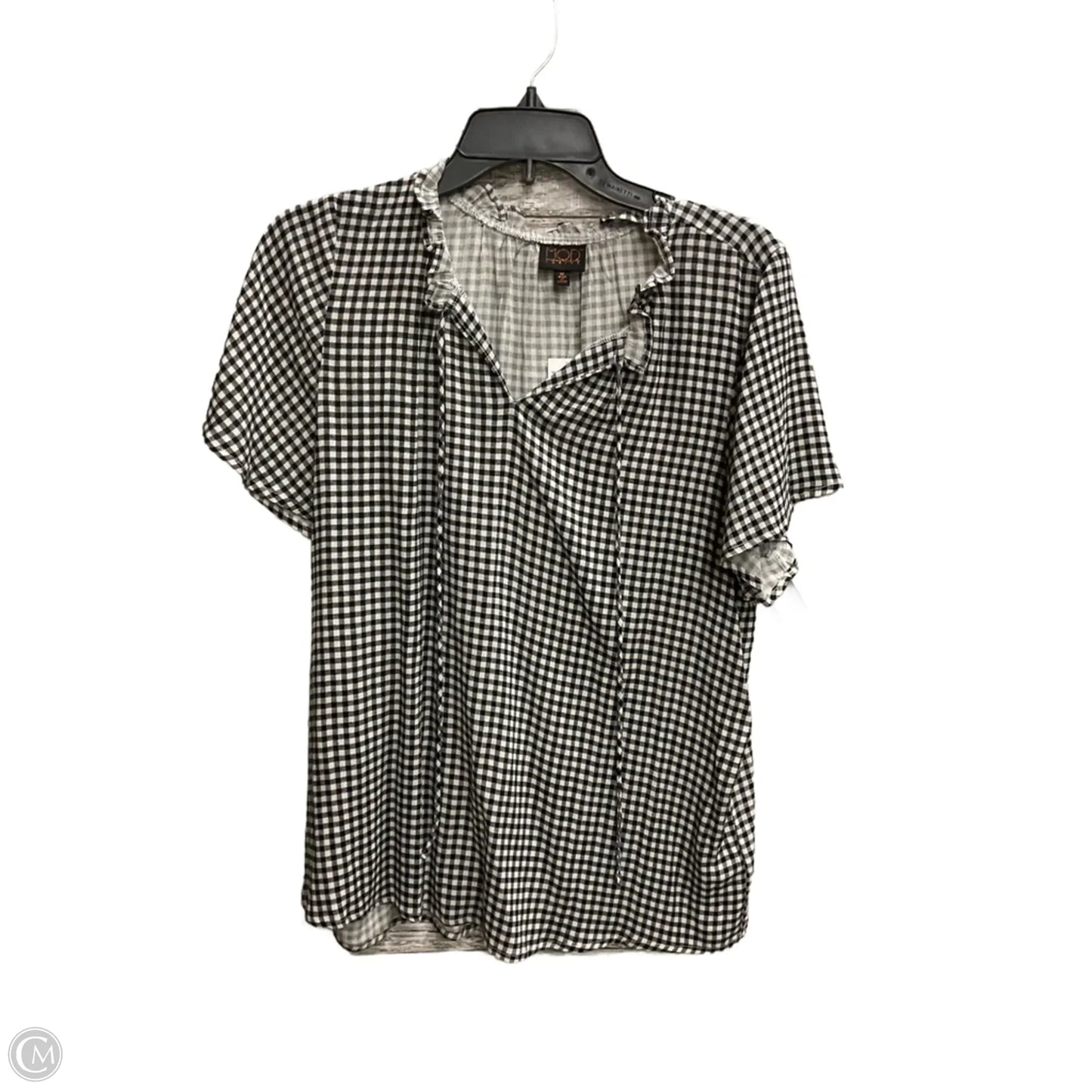 Top Short Sleeve By Mod In Checkered Pattern, Size: M