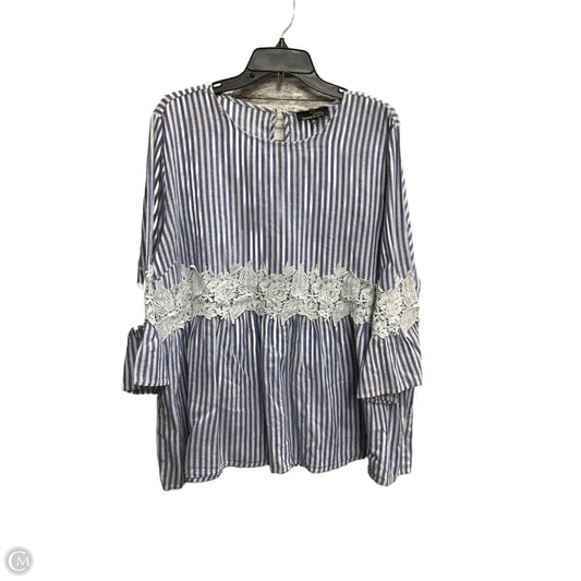 Top 3/4 Sleeve By Suzanne Betro In Striped Pattern, Size: 2x