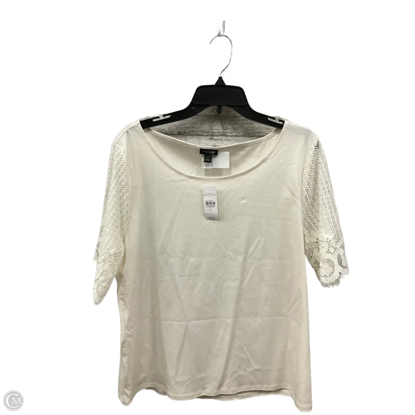 Top Short Sleeve By Ann Taylor In Cream, Size: Xl