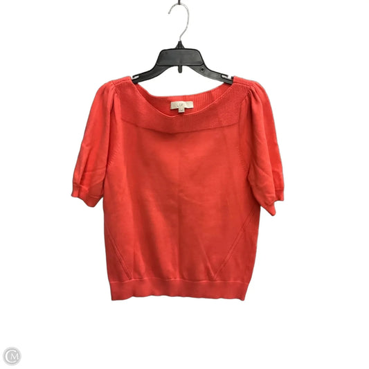 Sweater Short Sleeve By Loft In Pink, Size: L