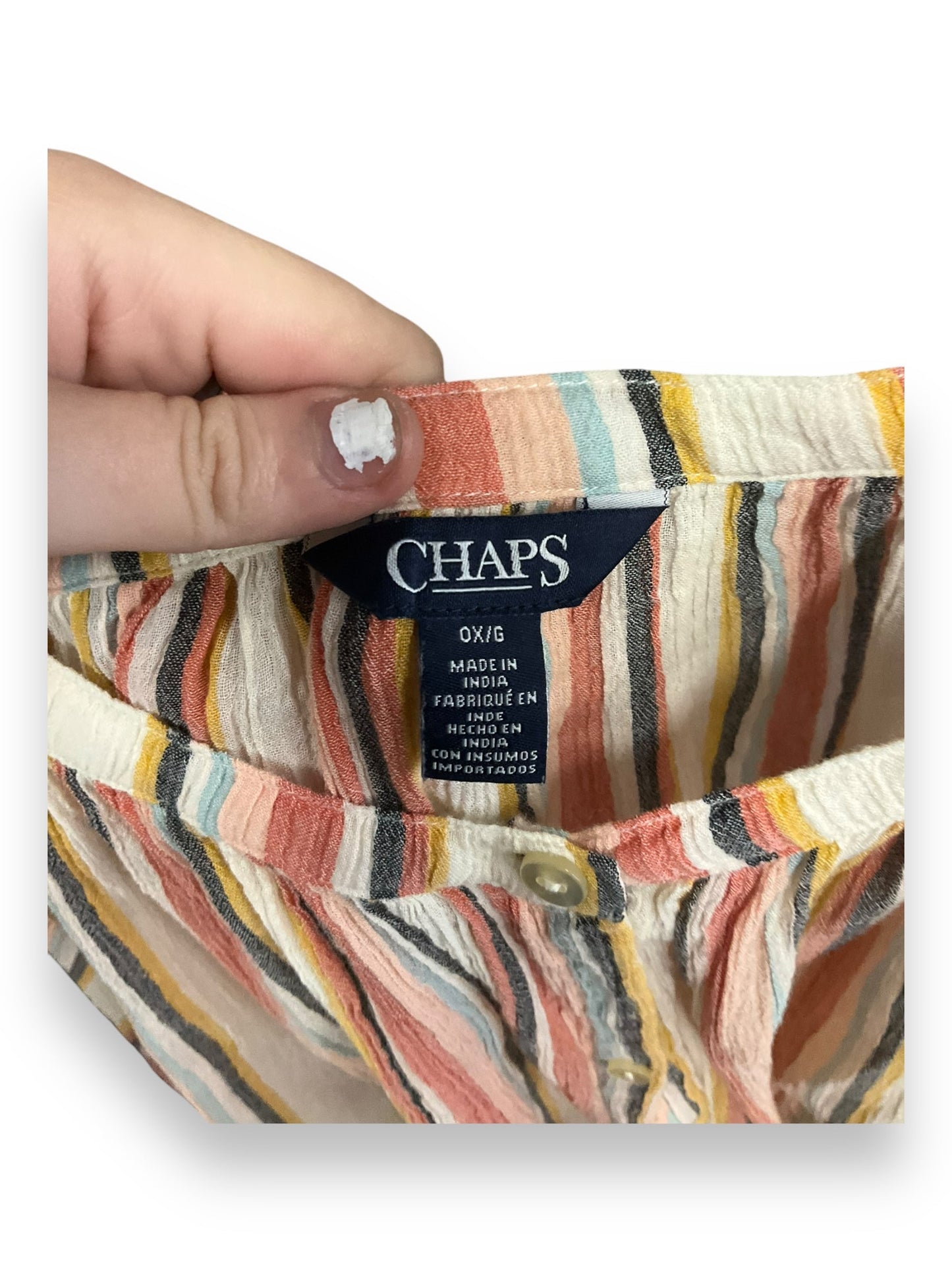 Top Long Sleeve By Chaps In Striped Pattern, Size: Xl