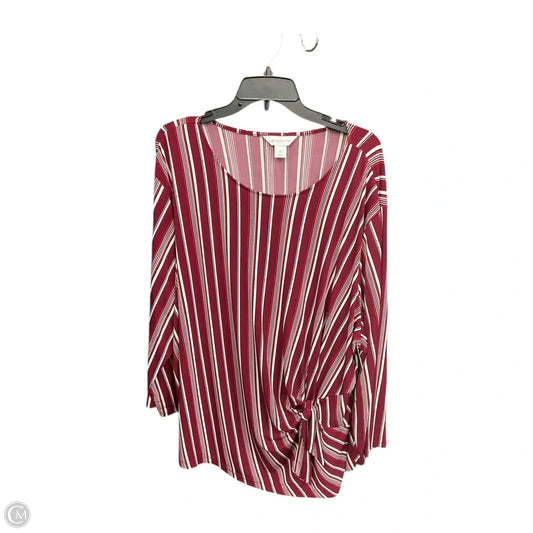 Top Long Sleeve By Liz Claiborne In Red & White, Size: 3x