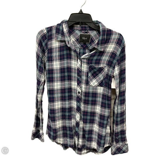 Blouse Long Sleeve By Rails In Plaid Pattern, Size: Xs