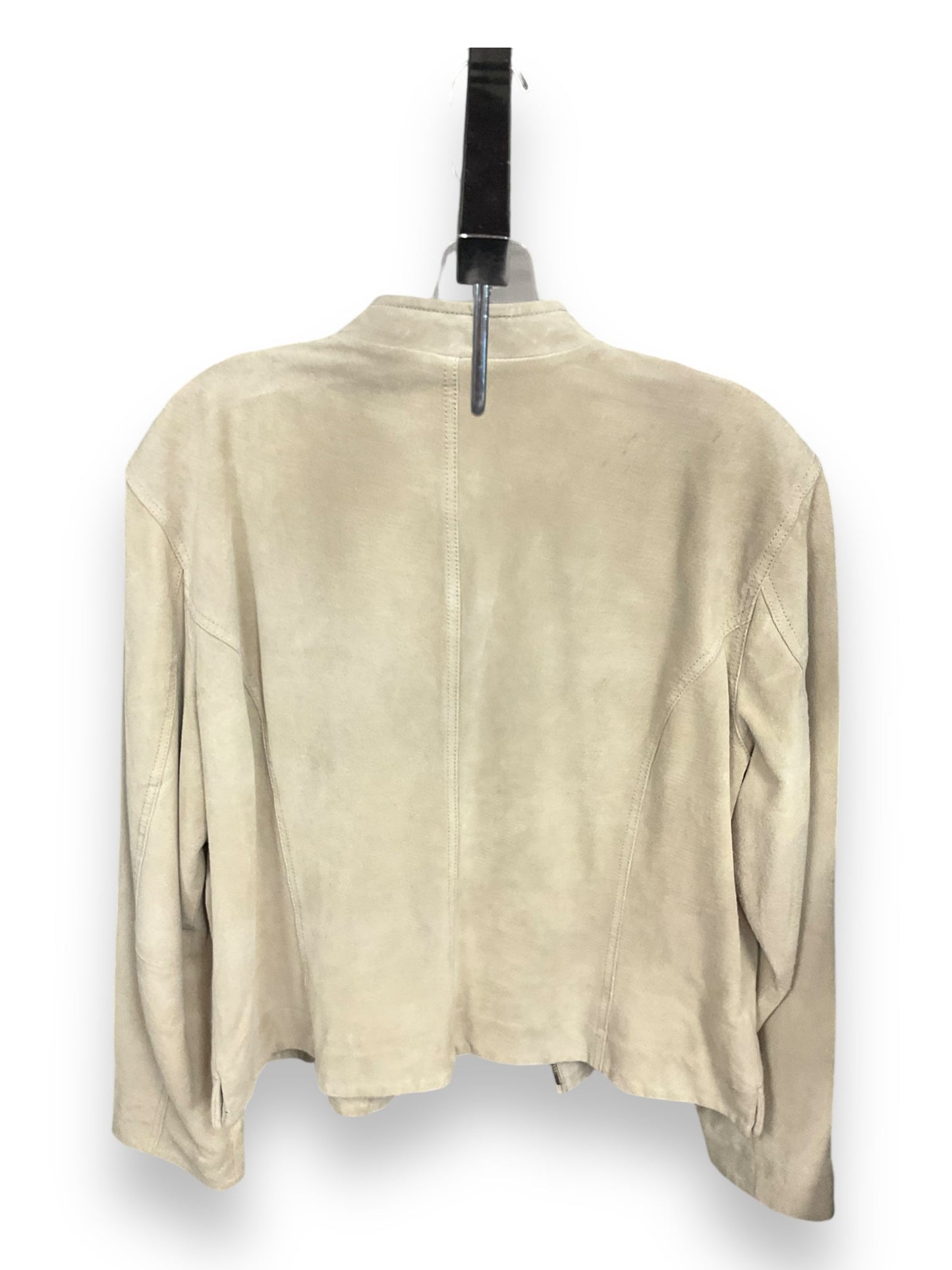 Jacket Moto Leather By Chicos In Cream, Size: L