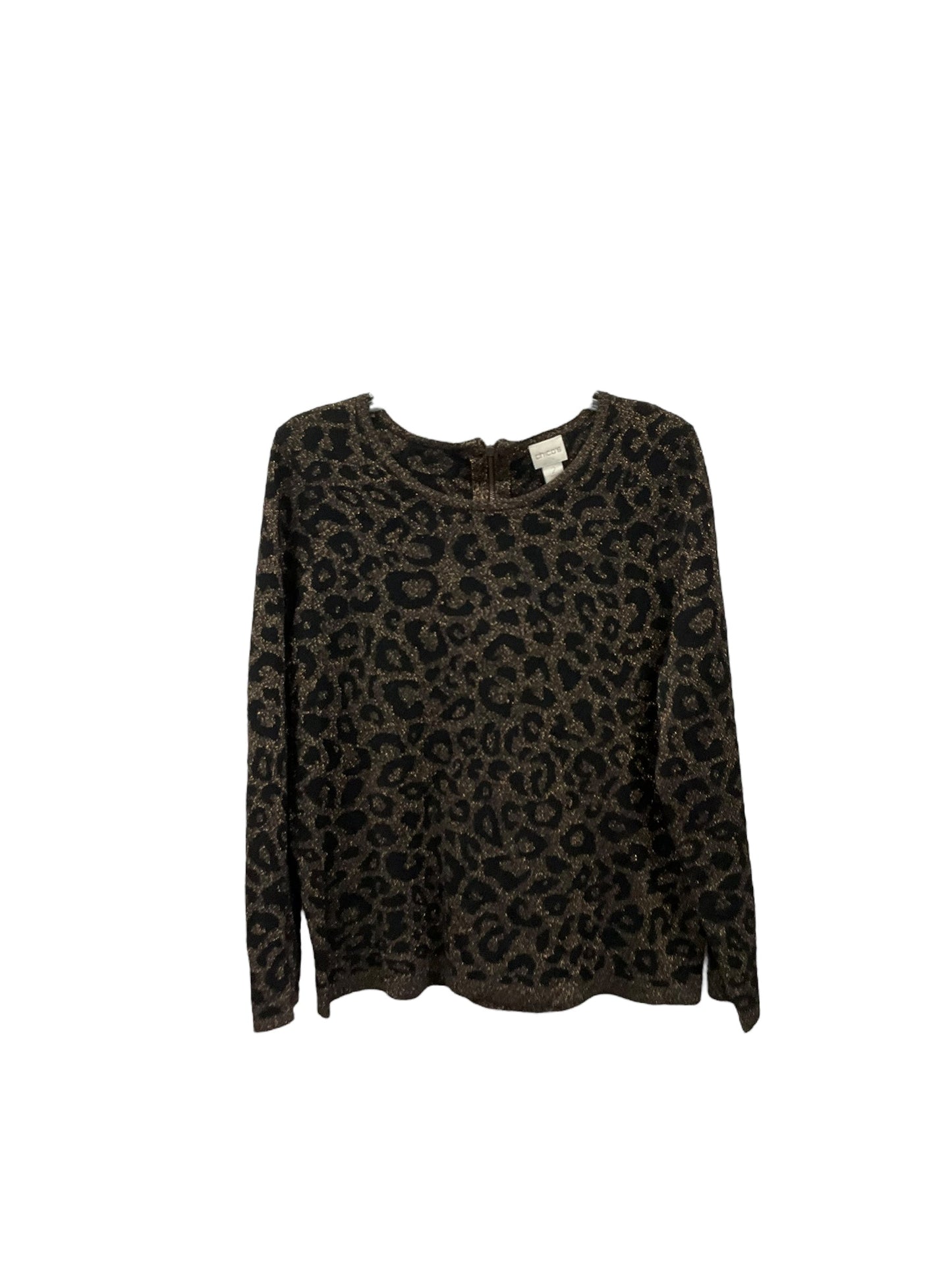 Sweater By Chicos In Leopard Print, Size: L